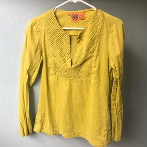 Tory burch chartreuse blouse, size 6 fits like XS